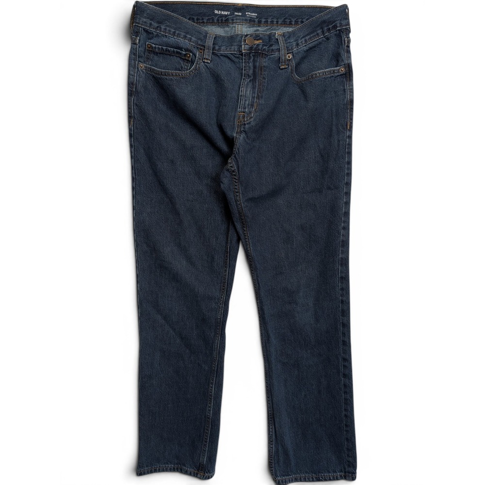 Old Navy Mens Jeans 34 x 32 Straight Built In Tough Dark Wash Blue